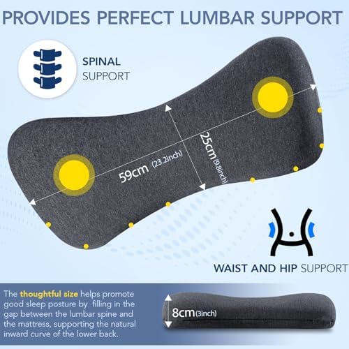 Lumbar Support Pillow for Sleeping Memory Foam Lumbar Pillow for Lower Back Pain Relief Back Support Pillow for Side,Back and Stomach Sleepers-Bed Wedge Bolster Pillow Bed Rest Pillow