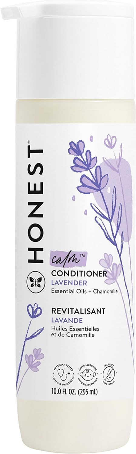 The Honest Company Silicone-Free Conditioner, Gentle Tear-Free Hypoallergenic Baby Hair Care with Naturally Derived Ingredients Lavender Calm 10 fl oz