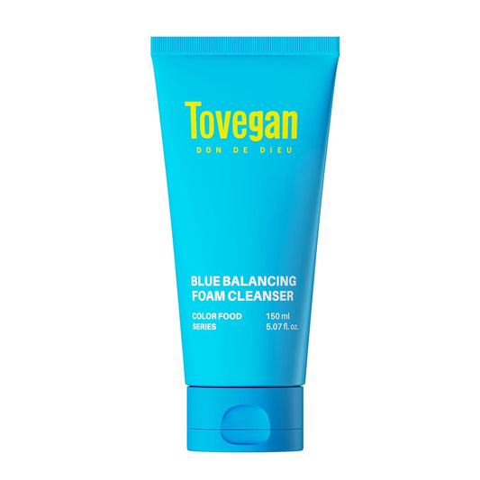 TOVEGAN Blue Balancing Foam Cleanser | Acne-Relief Face Wash | Soft Dense Microbubble Foam | Blue Food Complex | Gentle Daily Cleanser 5.07 fl oz