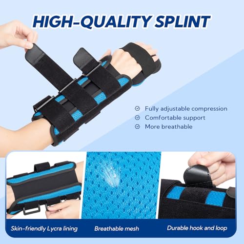 Resting Hand Splint, Stroke Hand Wrist Brace for Carpal Tunnel Wrist Night Support, Pain Relief for Stroke Recovery, Flexion Contractures, Arthritis, Tendonitis, Right Hand, S