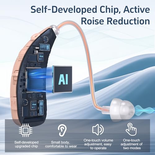Hearing Aids for Seniors - Rechargeable Hearing Amplifier with Noise Cancellation Adults,Easy Volume Control,Comfort Design and Nearly Invisible