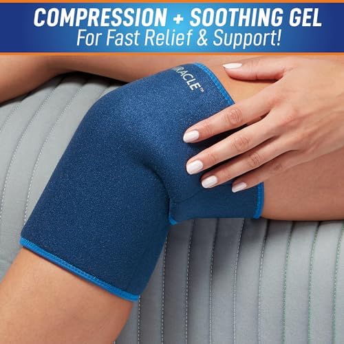 Miracle Knee Relief Gel-Infused Compression Wrap for 360-Degree Knee Support for Women & Men, Comfortable & Form Fitting Knee Wrap with Ultra-Soothing Cooling Gel, Designed for Cold & Hot Relief