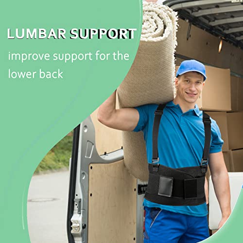 Work Back Brace - Back Support Belt for Lower Back Pain Relief, Heavy Lifting, Herniated Discs - Industrial Back Brace for Work With Shoulder Straps Fits Men and Women 3XL/4XL(45"-53")