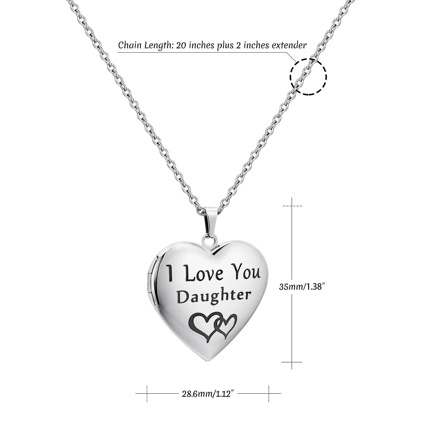 PHOCKSIN Custom Locket Necklaces For Daughters Personalized Photo Necklace Heart Locket Necklace Customize Necklace Mothers Day Gifts for Daughter