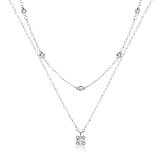 ACECHA Diamond Necklaces for Women, Dainty 18K Gold Plated Necklaces CZ Layered Choker Pendant with Pearl Diamond Zircon Cross, Trendy Minimalist Necklace Jewelry Gifts for Women