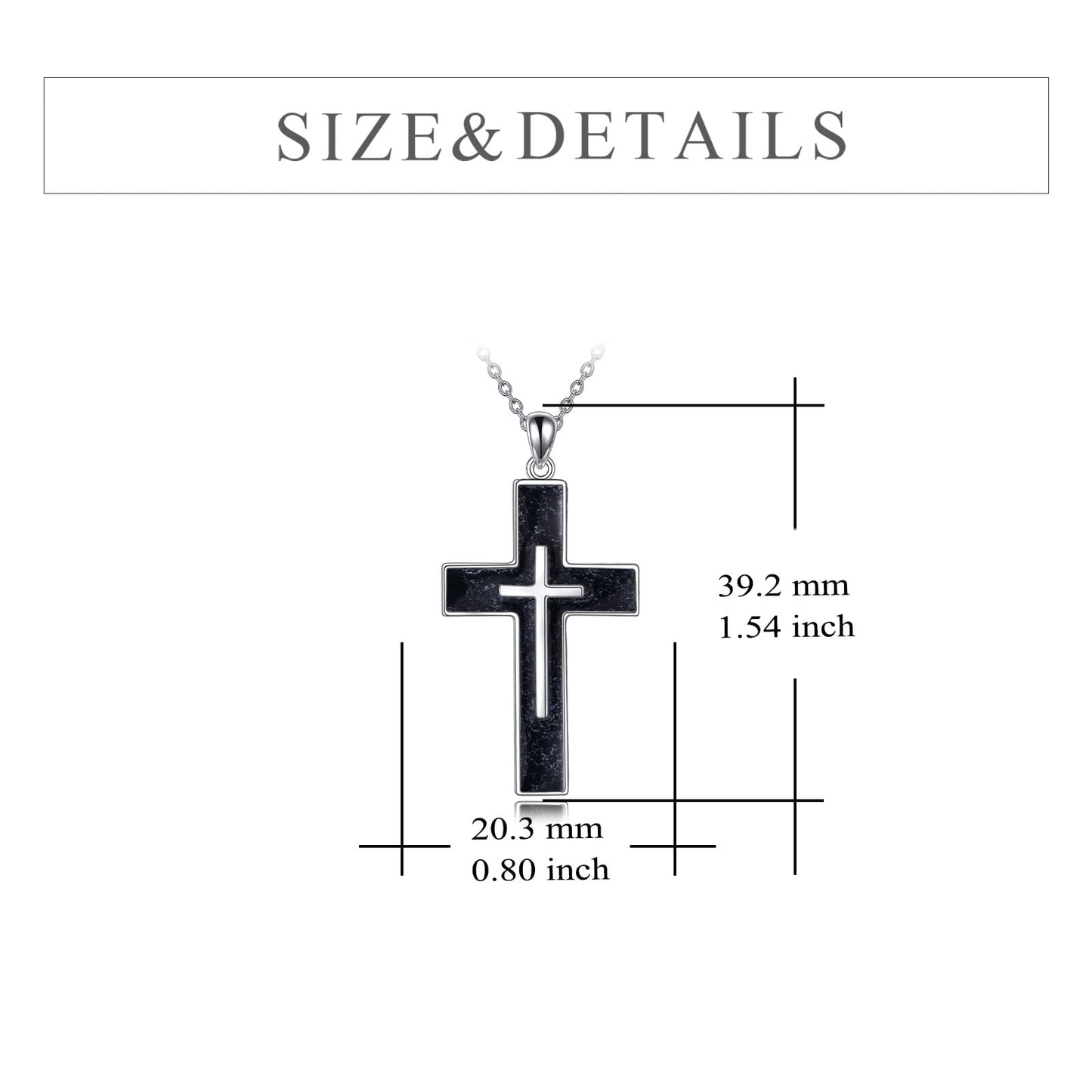 YFN Cross Necklace Sterling Silver Black Tourmaline Cross Pendant Jewelry Gifts for Women Men