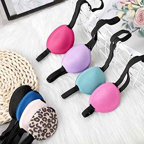 Geyoga 16 Pcs Medical Eye Patches Adjustable Colorful Halloween Pirate Costume Pink Soft Silk Amblyopia Left Right Single Lazy Eye Patches Mask Cover Black for Adults Women Kids Girls Men