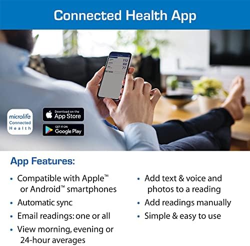 Microlife Series 800 Smart Upper Arm Blood Pressure Monitor for 2 Users, Wide Range Cuff Fits Standard to Large Adult Arms, Bluetooth Connect to Health App (iOS and Android Compatible)