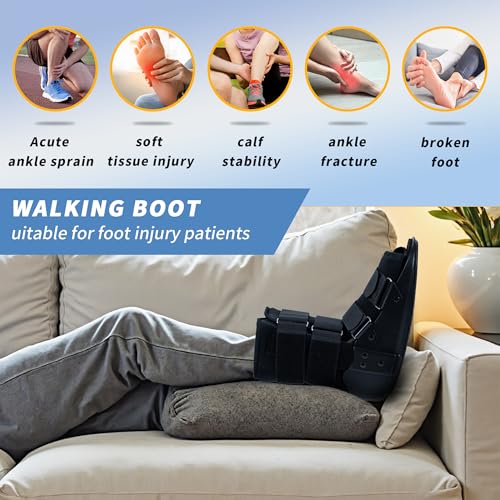 kefit Short Cam Walking Boot, Orthopedic Boot for Ankle Sprain, Foot Injury,X-Large, Black