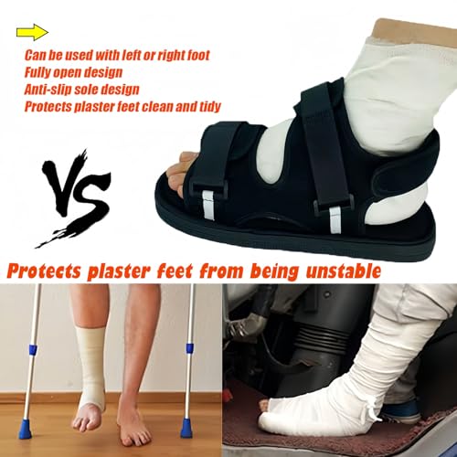 Medical open-toe plaster shoe, postoperative recovery shoes, plaster shoe covers medical boots suitable for foot sprains, ankle fractures, toes, suitable for left and right feet(XL)