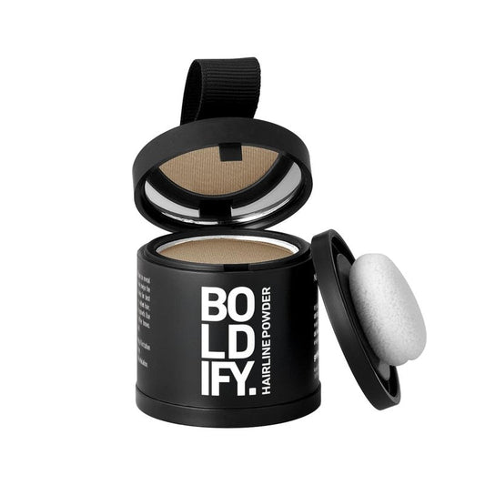 BOLDIFY Hairline Powder (LARGE, 10g) - Water-Resistant Root Touch Up Hair Color for Gray Coverage - 24-Hour Stain-Proof, Mess-Free Hair Powder for Thinning Hair - Medium Blonde
