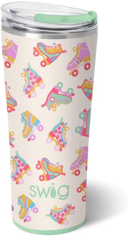 Swig Life 22oz Insulated Tumbler, Travel Coffee Tumbler with Lid, Cup Holder Friendly Travel Coffee Mug, Stainless Steel (Roller Rink)