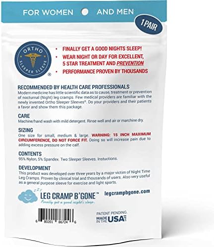 Sleeper Sleeves Can Stop and Prevent Night Leg and Foot Cramps - The Original Easy On, Easy Off - Made in USA - Maximum Calf Size - 14 1/2 INCH Circumference - DO NOT Exceed, Pain Will Increase