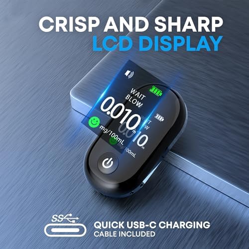 Breath Guard Buddy Breathalyzers for Alcohol - No Contact Portable Breathalyzer Keychain, Fast Accurate BAC Home Alcohol Test Alcohol Breathalyzer Tester with Easy USB-C Charging