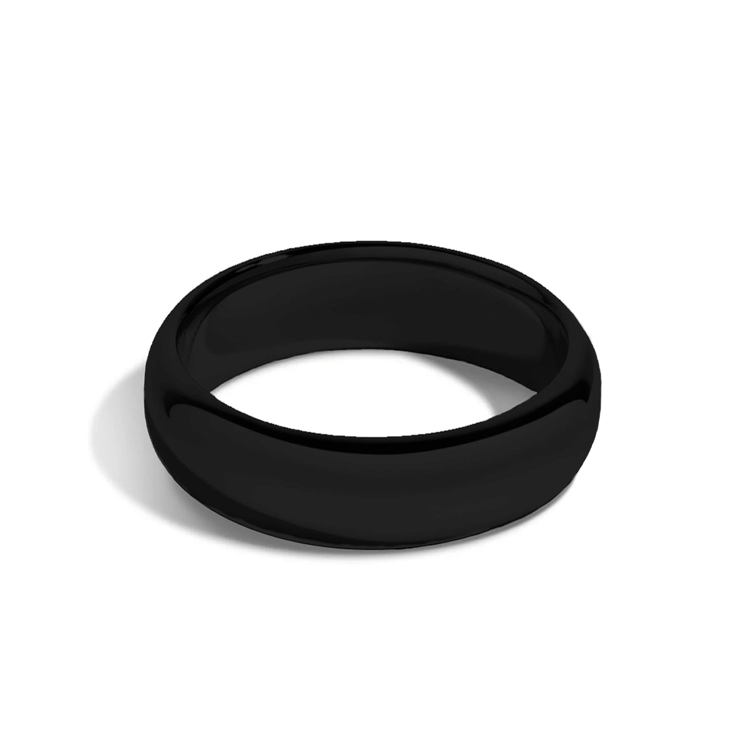 Tioneer Jewelry | Sterling Silver Plain Dome Wedding Band | Wedding Band for Women & Men | Sterling Silver Jewelry, Black, 6mm, Size 8