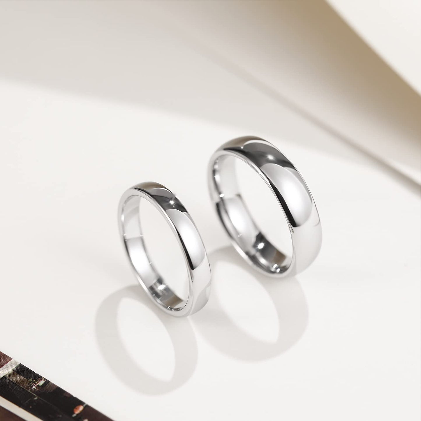 Greenpod 4mm Tungsten Rings for Women High Polished Plain Dome Silver Classic Wedding Band Comfort Fit Size 5