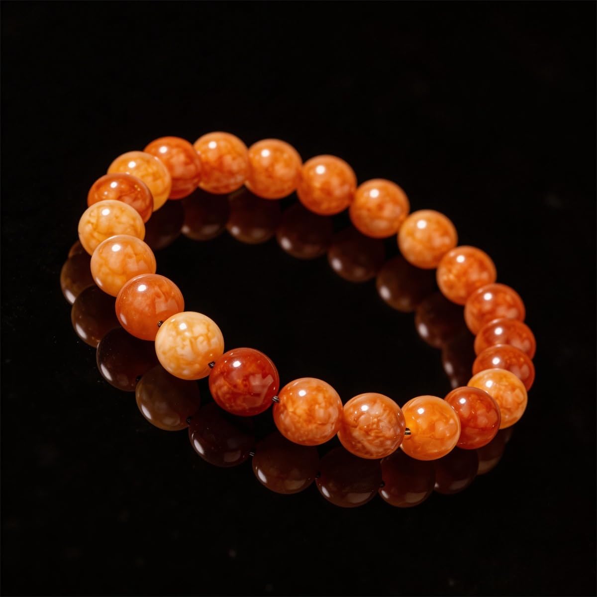 Natural Orange Calcite Bracelet for Women, Sun Stone Healing Crystal Adjustable Stretchy 8mm Round Beads Bracelets Reiki Chakra Man Jewelry Gifts (Orange Calcite)