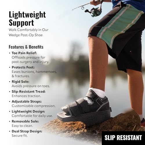 Wedge Post-Op Shoe, Medical Offloading Shoes for Toe Injuries, Surgical and Orthopedic Boot for Foot, Plantar Fasciitis, Bunion, Hammertoe, Broken Toe Support for Men and Women, Size XS