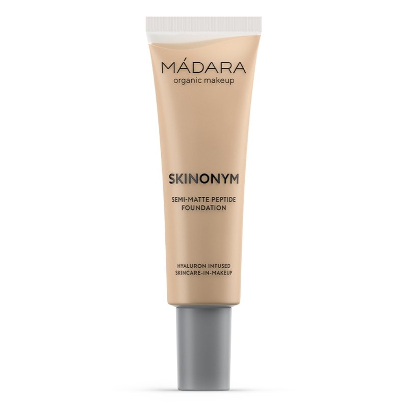 MADARA SKINONYM Semi-Matte Peptide Foundation Shade 35 True Beige 30 ml, Liquid Mineral Foundation with Hyaluronic Acid, Buildable Medium Coverage, Natural Finish for Mature Skin, ECOCERT Certified