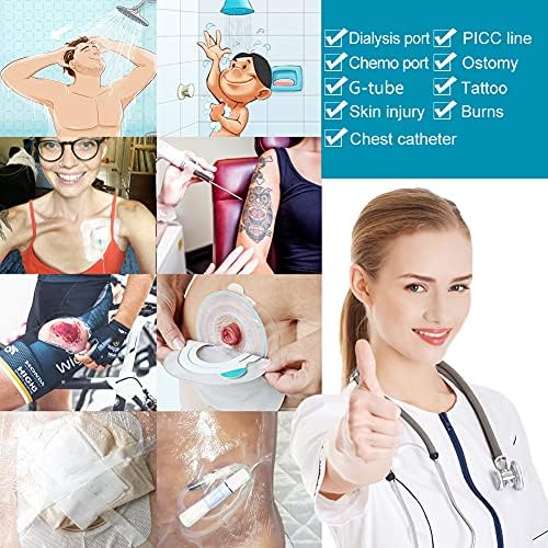 9" x 9" Ostomy Shower Cover [Pack of 25], Ostomy Bag Shower Protector Stoma Shower Guard Colostomy Shower Shields Waterproof Bandage for Women Men Showering