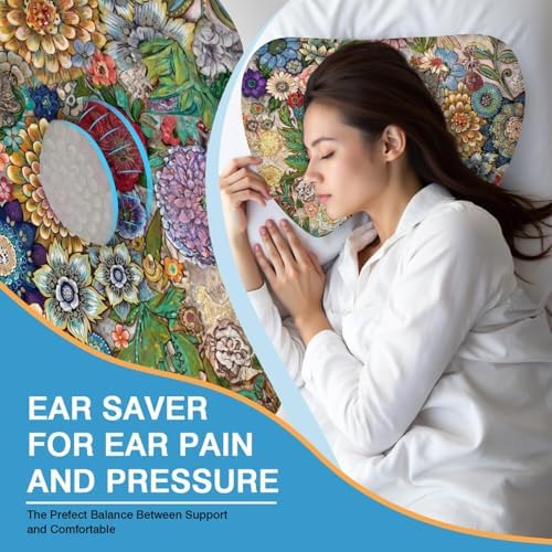 Ear Piercing Pillow for Side Sleepers with Washable Cover Pillows with Holes for Ear Pain,Donut Pillow for Adults CNH Ear Pain Relief Pressure Sores Ear Pillow with Hole in Center