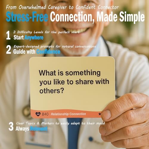 Conversation Cards for Dementia - 240 Conversation Starter Cards for Alzheimer's Patients | A Bridge to Meaningful Conversation & Joy for Caregivers | Thoughtful Memory Care Gift