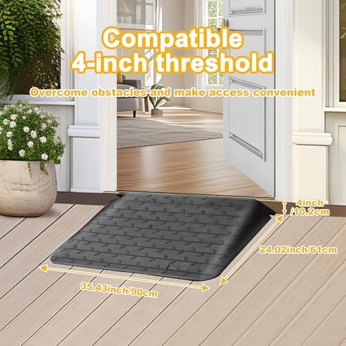 4" High Wheelchair Ramp Rubber Threshold Ramps for Wheelchairs for Home, 5500 lbs Weight Capacity, Non-Slip Surface for Wheelchair,Strollers,Scooters Home Doorways Use