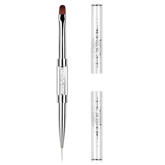 1Pcs Dual Ended Hard Gel Nail Brushes for Builder Gel&Polygel,Salon-Grade Nail Art Design Tools,Nail Brush Professional Nail Art(Rhinestone Handle)