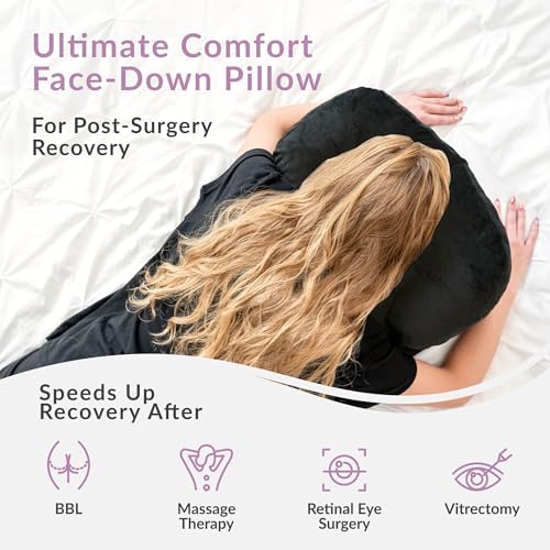 Zomaple Face Down Pillow for Sleeping & Recovery After BBL, Vitrectomy, Retinal & Eye Surgery - Patented Facedown Pillow with Gel Pack is Prone Home Massage Bed Equipment - Ideal for Stomach Sleepers