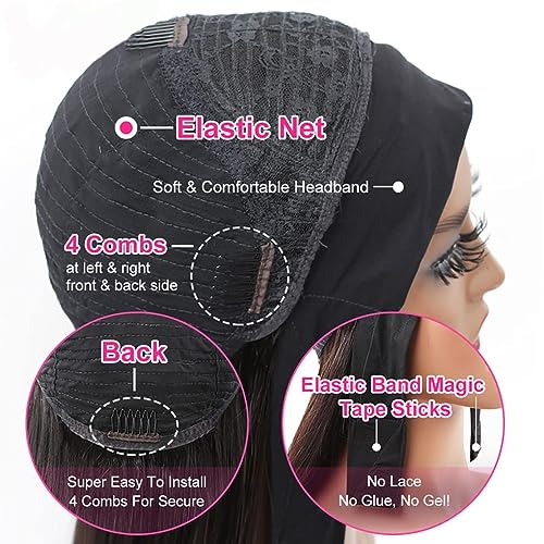 SENSAIRUITE Headband Wig Human Hair 24 Inch Deep Wave Headband Wigs for Black Women 180% Density Wear and Go Glueless Curly Wig Natural Color