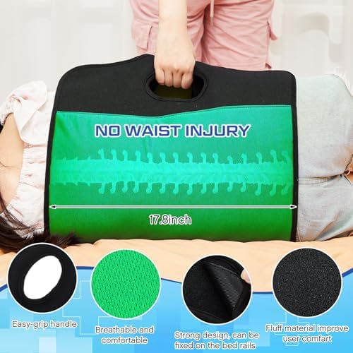 TrelaCo 2 Pcs Bedridden Patient Turning Device Set, Including 1 Turning Pillow and 1 Turning Belt, Prevent Muscle Atrophy for Elderly Seniors Disability Prevention Bed Sore Aid Care(Green)