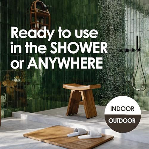 AquaTeak Patented 24" Sumba Teak Shower Bench with Shelf