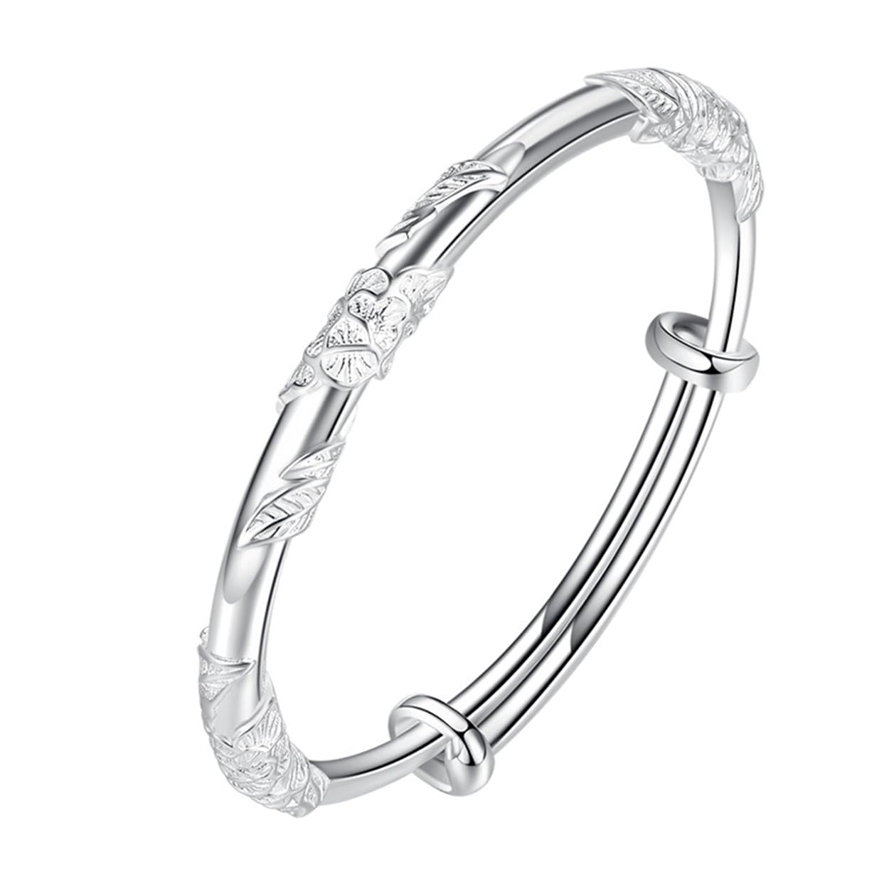 BUYITO Sterling Silver Bangle Bracelets for Women,Fashion Jewelry Simple Adjustable 925 Silver Cuff Bangles for Women Mom Wife Valentine Mothers Day Gift