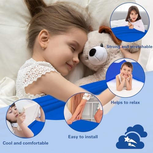 Sensory Sheet for Kids Special Needs Bed Sheet f Breathable and Stretchy (Blue, Twin)