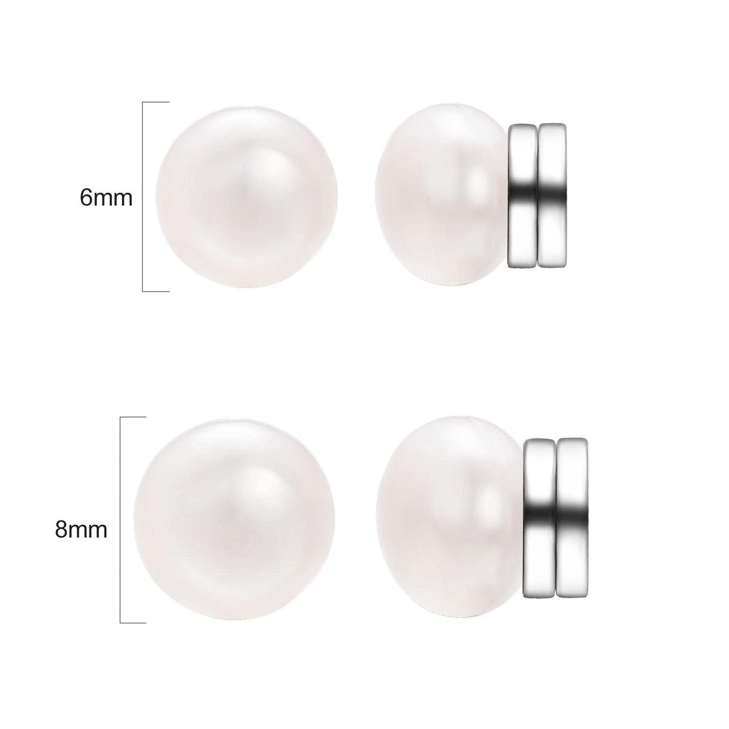 Airokiy Magnet Earrings Pearl Clip On Earrings for Women 6mm and 8mm Non Pierced Magnetic Earrings Hypoallergenic Jewelry