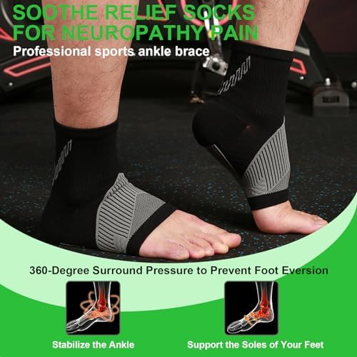 4Pairs Mixed Colors Compression Socks For Women & Men, Foot Neuropathy Socks, Nano Neuropathy Socks Dr - Sock Soothers For Neuropathy Sleep Socks, Comprex Ankle Brace Sleeves(Medium)