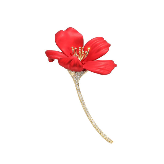 AILONMEI Floral Series Brooch Pins For Women Fashion Costume Pearl Flower Designer Broach & Pins Jewelry Christmas Gift (Hibiscus Flower)