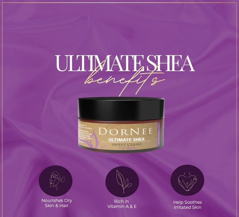 DorNee’ Ultimate Shea Butter Almond Scented, Natural Moisturizing, Ultra Rich, Fragrant, Shea & Jojoba Oil Blend (8 oz)