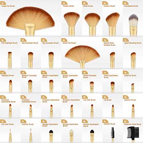 Make up Brushes, VANDER Professional 32pcs Makeup Brush Set, Makeup Brushes Set Foundation Blending Cosmetic Brush Set Kit,Champagne