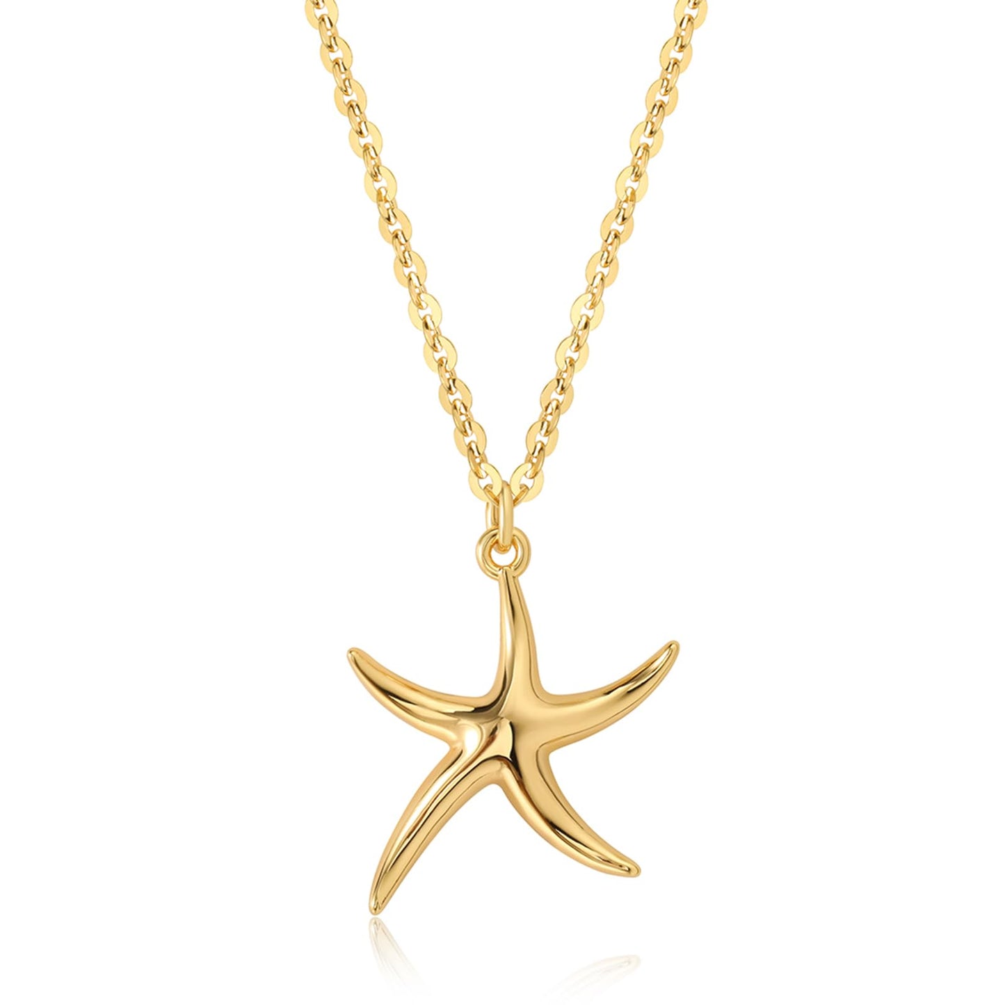MEVECCO Dainty Gold Star Pendent Necklace for Women 18K Gold Plated Beach Cute Starfish Necklace Boho Handmade Ocean jewelry