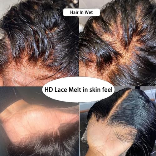 13x6 Skinlike Real HD Lace Frontal 0.1mm Invisible Lace 100% Virgin Human Hair Body Wave Lace Frontal Pre Plucked Natural Hairline (12 Inch)