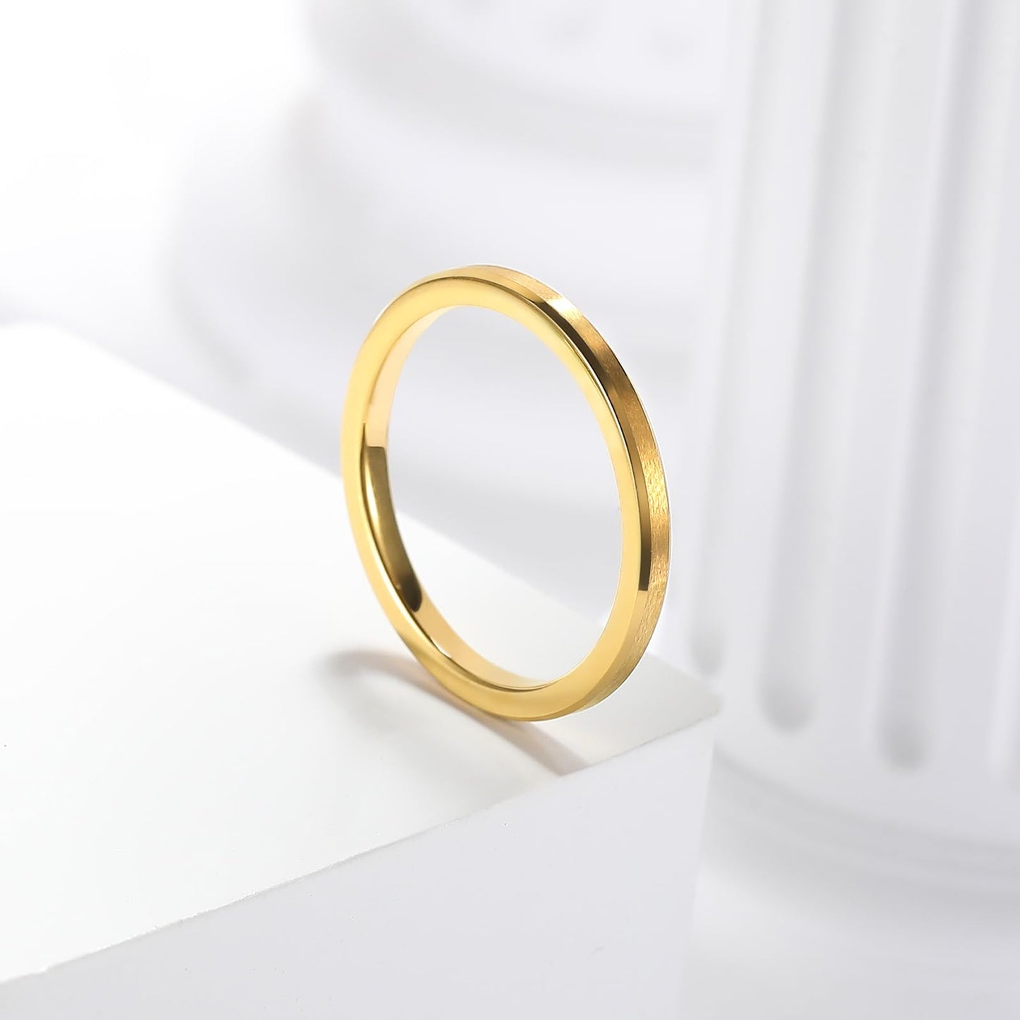 King Will 2mm Gold Tungsten Wedding Band Basic Wedding Ring For Men with Brushed Matte Surface Beveled Polished Edge Comfort Fit 8