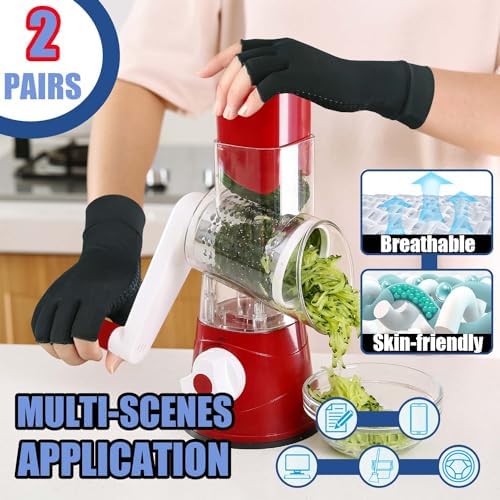 2 Pairs Copper Arthritis Gloves for Carpal Tunnel Pain Relief, Compression Gloves to Alleviate Hand Pain, Swelling, Fingerless Computer Typing Gloves for Rheumatoid, Tendonitis Women & Men (X-Large)
