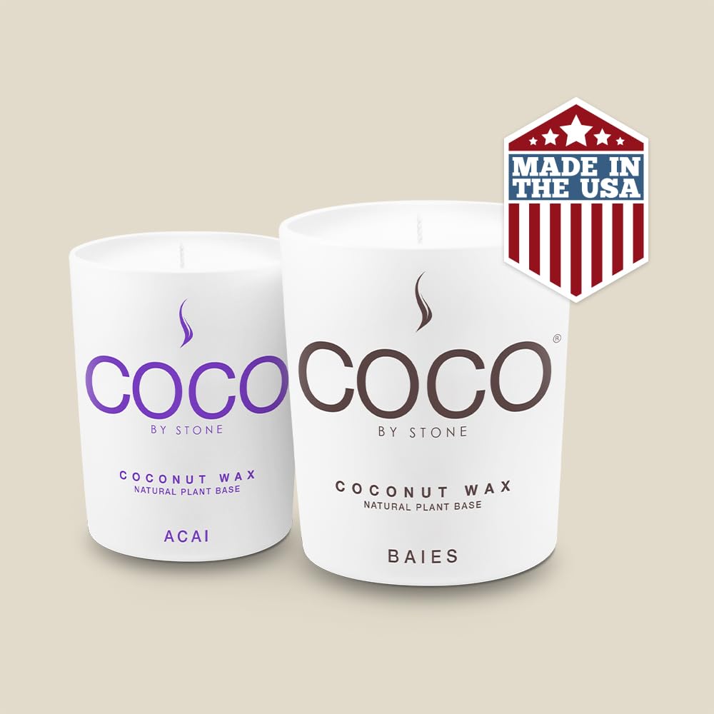 COCO by Stone 11oz Candle, Coconut Apricot Wax Candle for Home (Blue Birch) Home Fragrance Products, 1 Wick Candle, Enhance Indoor Aroma, Vegan & Cruelty-Free, Clean Burning and Hand Poured Candle