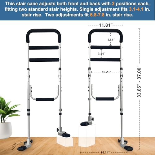 Stair Assist Cane, Stand Assist Aid for Elderly Adjustable Aluminum Assistive Device Portable Lift Stair Assist Mobility Aid for Seniors for Bed, Couch, Recliner Chair