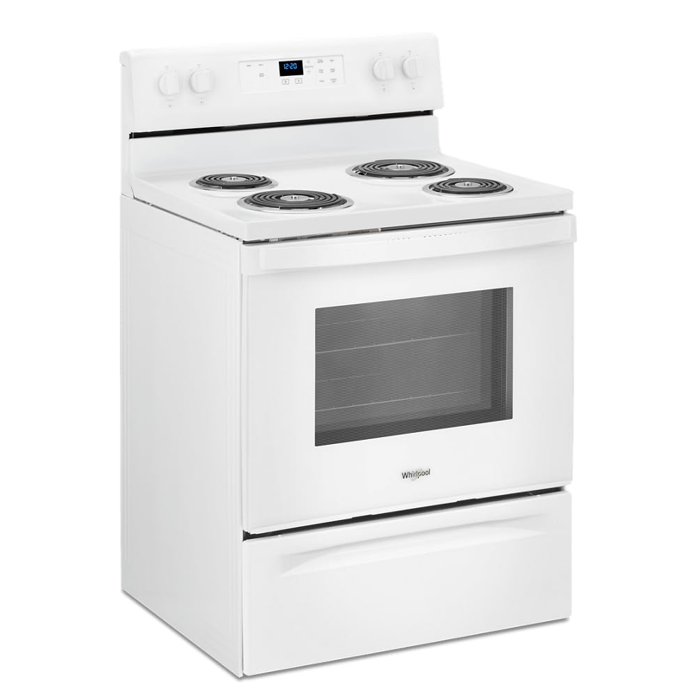 Whirlpool 30 in. 4.8 cu. ft. 4 Burner Element Electric Range with Keep Warm Setting in White with Storage Drawer