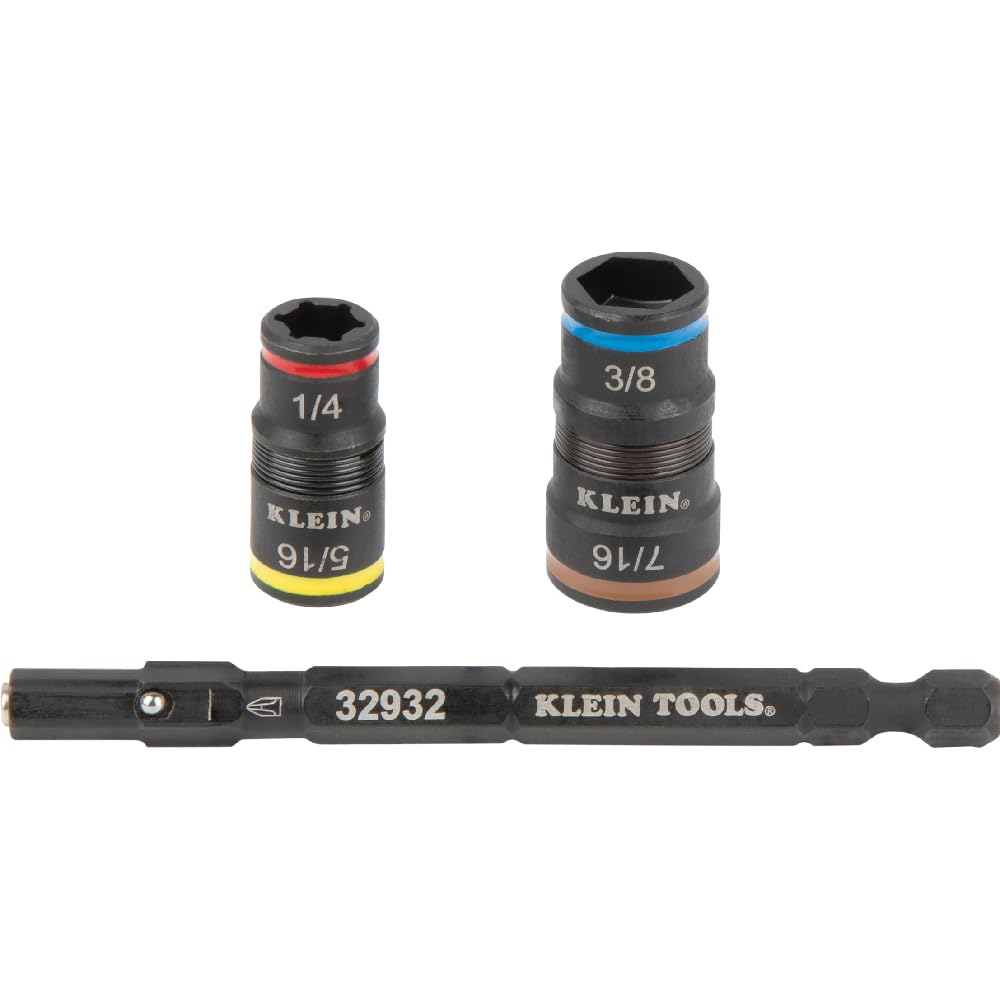 Klein Tools 85515HD 3-Piece Tool Set, Mini-Ratchet, 12-in-1 Impact Stubby Multi-Bit Driver and 5-in-1 SAE Impact Socket Set, Tools for Tight Spaces
