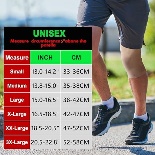 KEKING Orthopedic Brace for Tendinitis, Arthritis, ACL, MCL, Injury Recovery, Meniscus Tear, Knee Pain, Aching Knees, Patellar Tendonitis and Arthritis, Knee Compression Sleeves 2 Pack, Beige M