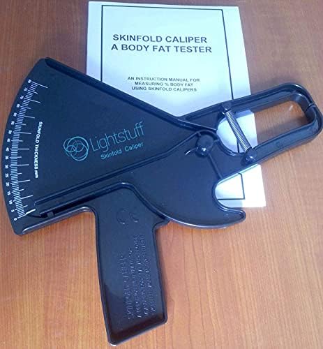 Lightstuff Precision Skinfold Caliper - Easy, Reliable Tool for Monitoring Body Fat - Quick Start Guide for Beginners, Detailed Booklet for Advanced Users - Measures up to 80mm in Skin Fold Thickness
