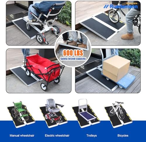Ruedamann 3FT Wheelchair Ramp, Portable Wheelchair Ramp for Home Entrance, 30-1/4" Wider Design, Non-Slip Aluminum Folding Ramps for Wheelchairs, Strollers, Scooters, Stairs, Curbs, Doorways